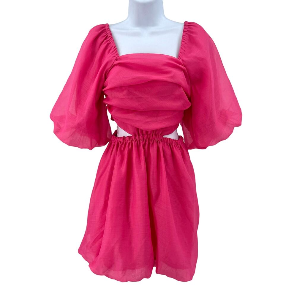 Target Pink Puff Sleeve Smocked Babydoll Dress WMNS XS Mini Coquette Cottage